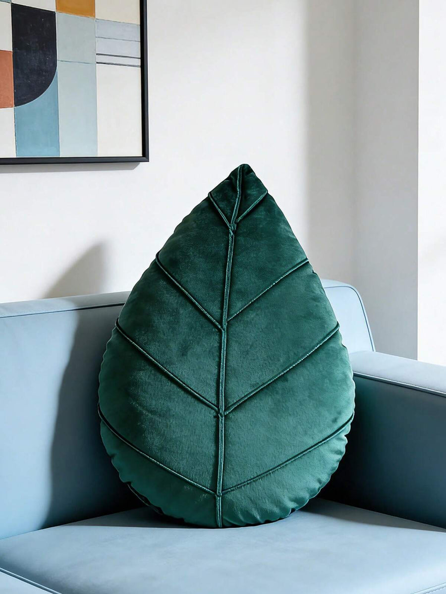 1pc Solid Color Leaf Decorative Throw Pillow, Soft & Comfortable Velvet Material, Suitable For Living Room Sofa, Bedroom Headboard Decor, Cushion, Also A Great Valentine's Day Gift, Moss Green