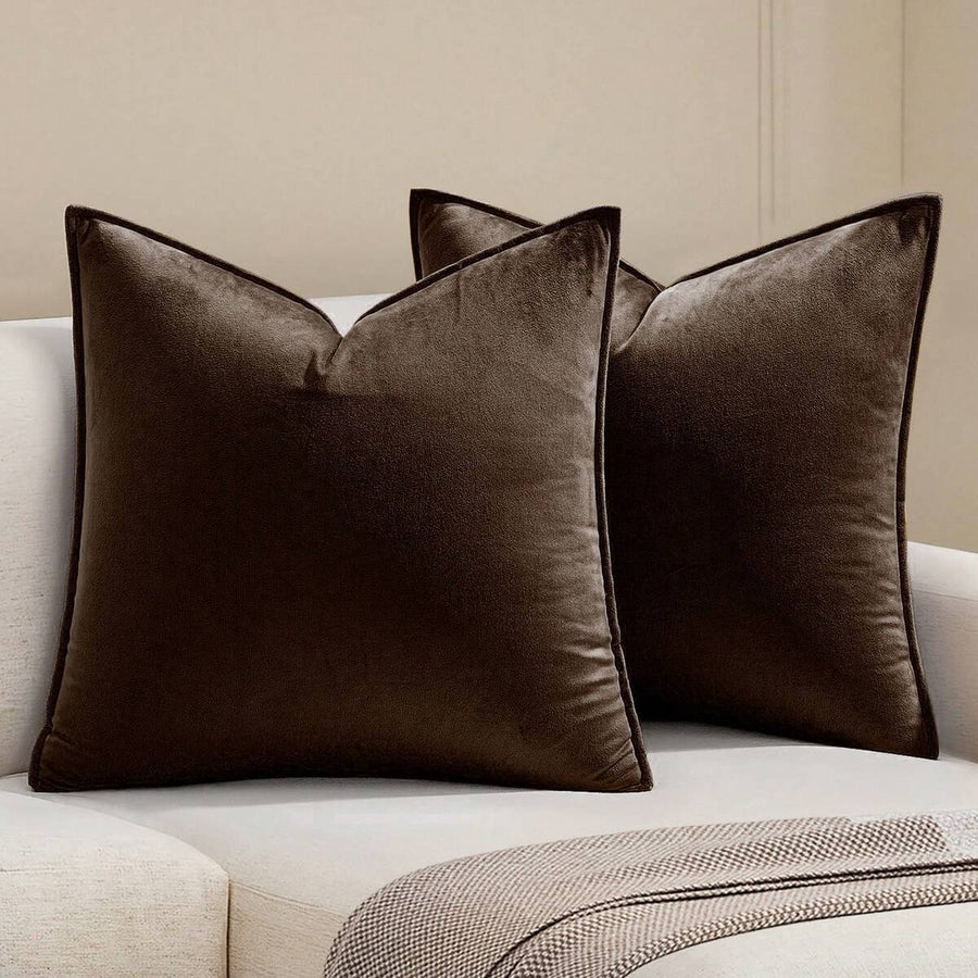 1pc Velvet Edging Square Pillow Case, Color Decorative Cushion Cover For Sofa, Bedroom, Car, 18x18 Inches (45x45cm)