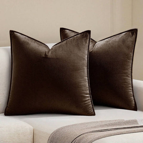 1pc Velvet Edging Square Pillow Case, Color Decorative Cushion Cover For Sofa, Bedroom, Car, 18x18 Inches (45x45cm)